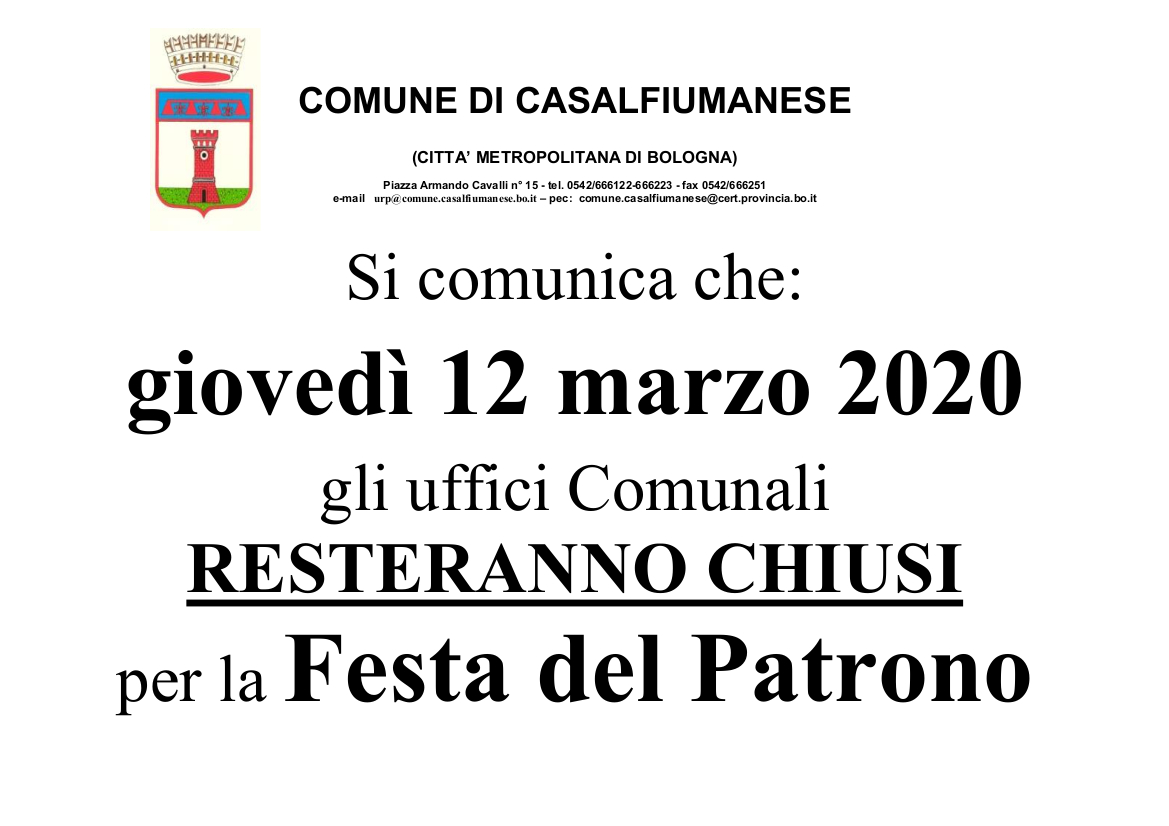 Chiusura Uffici Comunali 