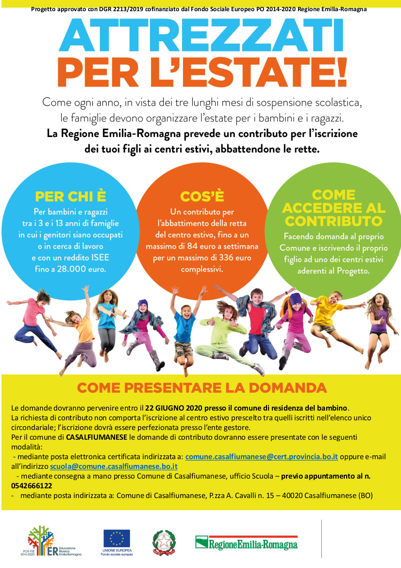 Campi estivi Progetto Conciliazione 3-13 anni