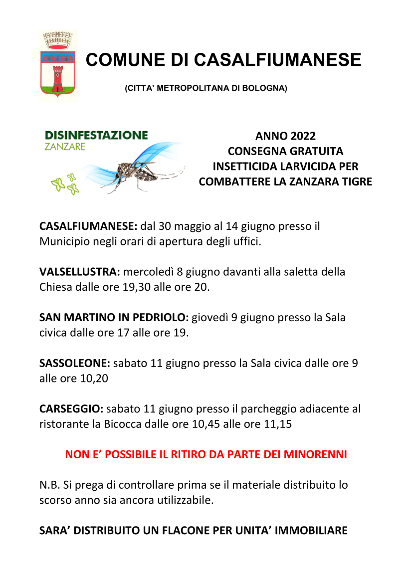 Disinfestazione Zanzara tigre 2022