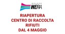 RIAPERTURA CENTRO DI RACCOLTA/STAZIONE ECOLOGICA DI CASALFIUMANESE DAL 4 MAGGIO