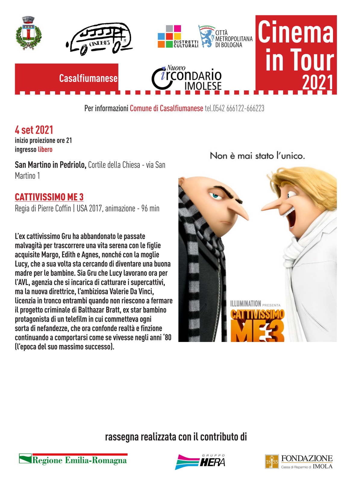 04/09 - Cinema in tour San Martino In Pedriolo "CATTIVISSIMO ME 3"